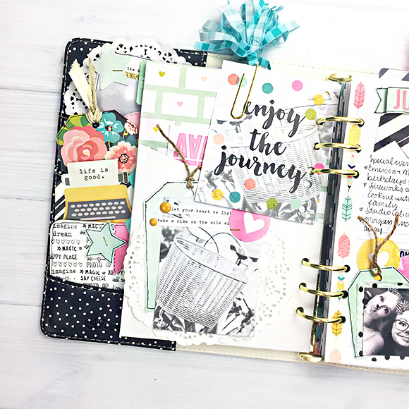 Inside a Simple Stories planner designed by Leah O'Nei