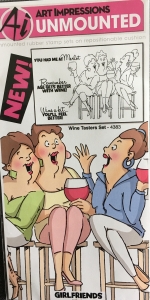 Art Impression stamps ladies drinking wine