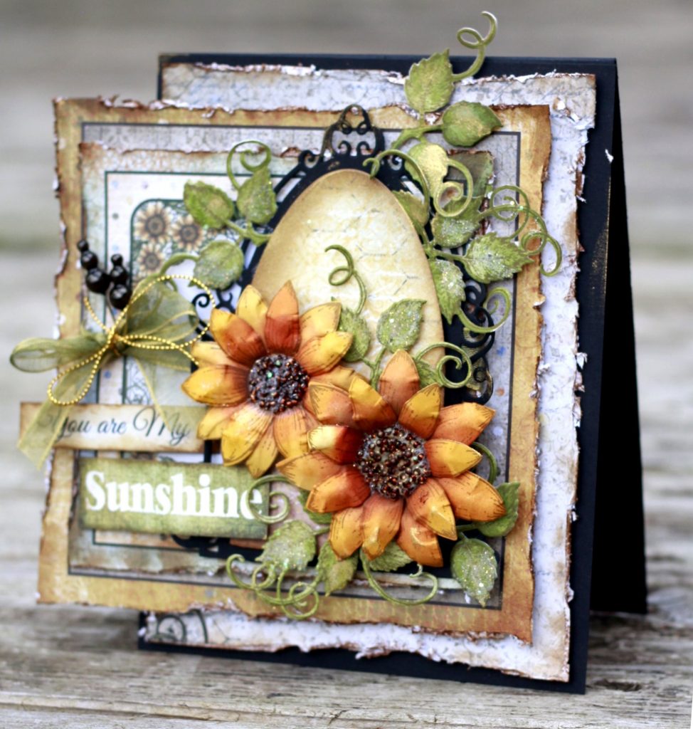 Card Making | Sunflower | Fall Scrapbook Card | Stamping | Featuring Heartfelt Creations | Designed by Karan Gerber | Creative Scrapbooker Magazine