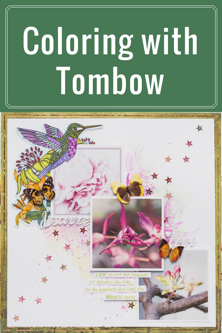 Tombow Scrapbooking Products | Projects Designed by Kim Gowdy | Creative Scrapbooker Magazine #coloring #scrapbooking 