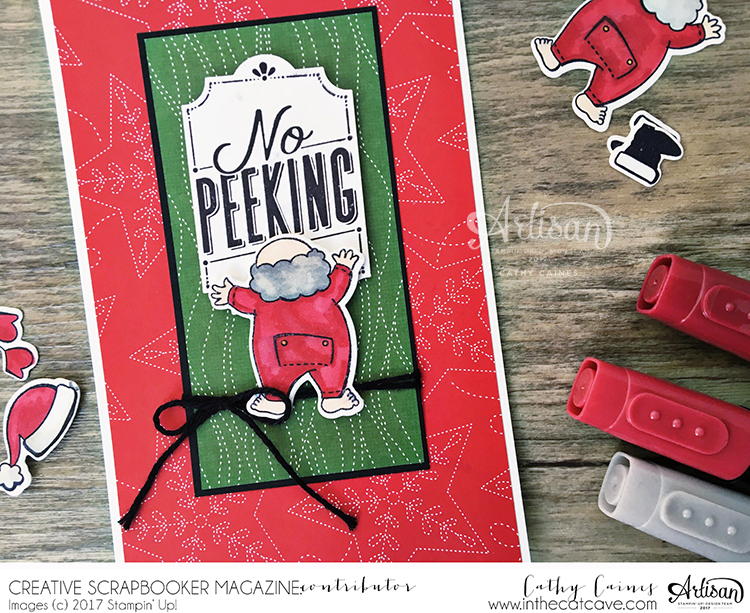 Christmas Cards Designed by Cathy Caines featuring Stampin' Up Stampin' Blends | Creative Scrapbooker Magazine #cards #stamping #christmas