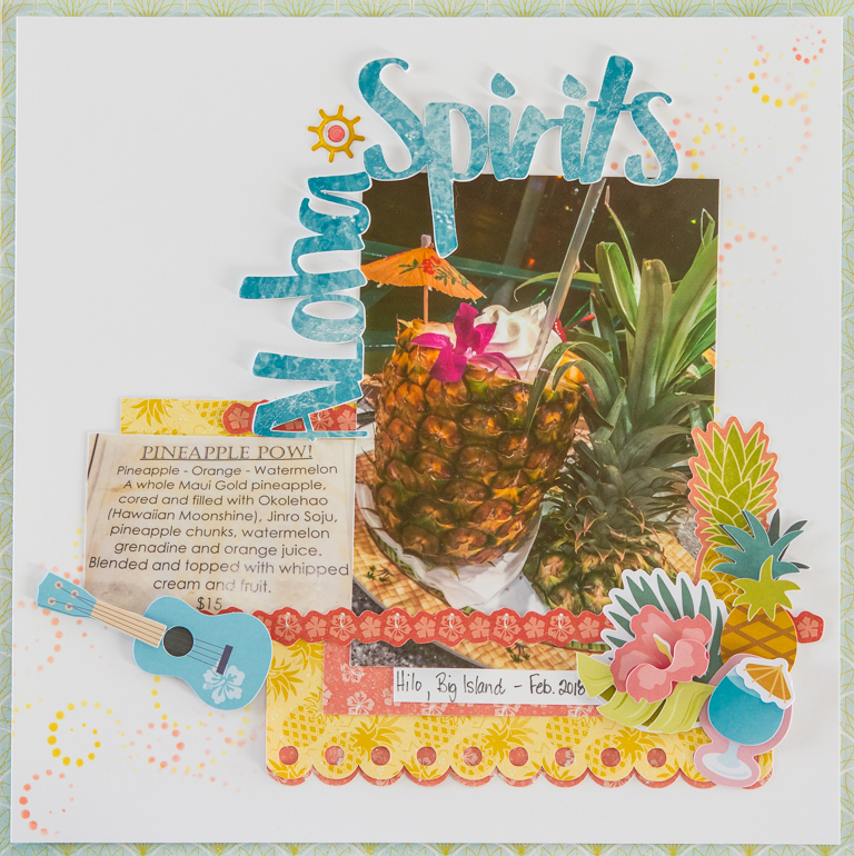 Scrapbooking Hawaii themed layouts / Scrapbooking with Creative Memories Sun-Kissed collection / Using stencils on your scrapbooking layout / Layout by Kim Gowdy