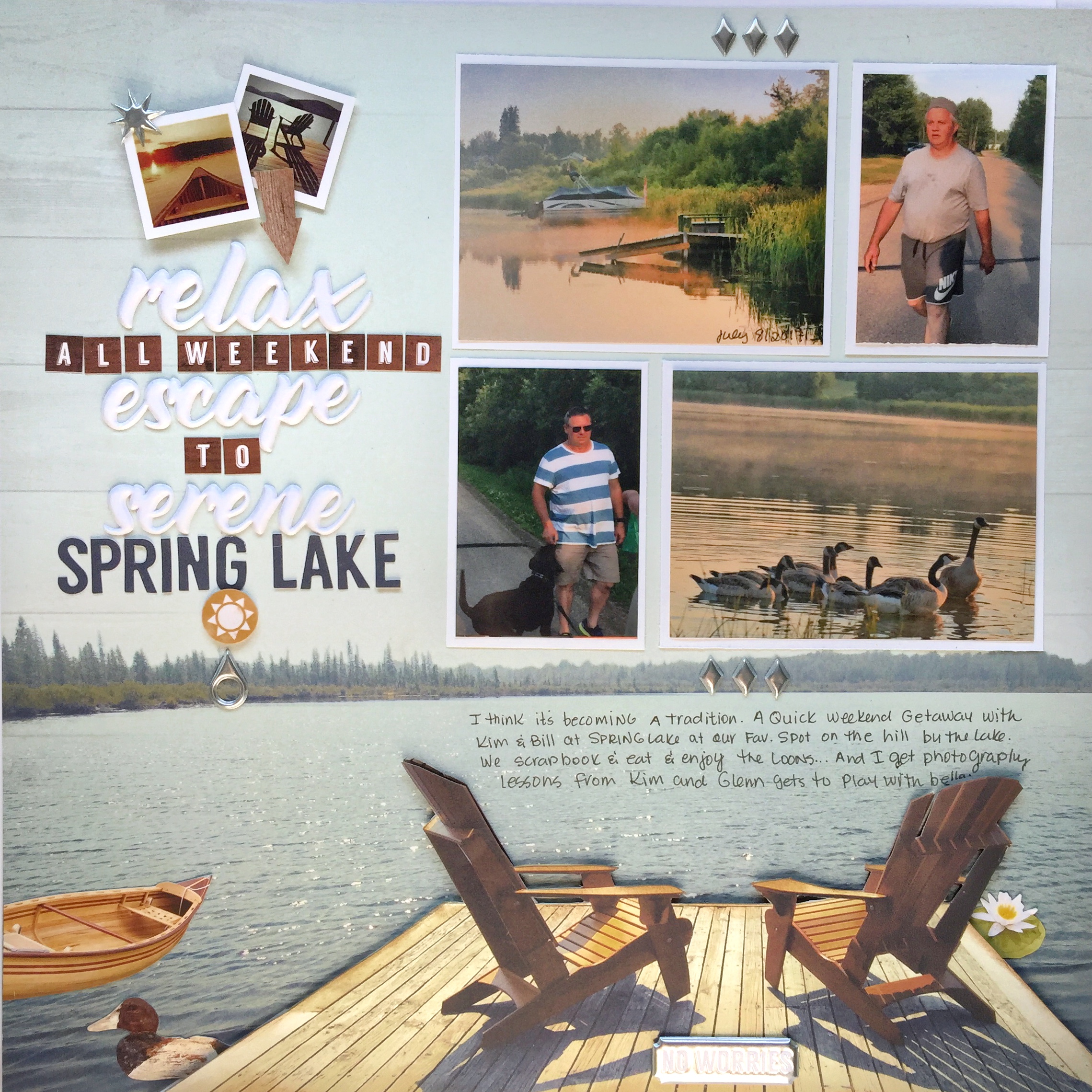 Scrapbook Layout Designed by Kerry Engel Featuring Paper House Productions Lake Life Collection - Creative Scrapbooker Magazine