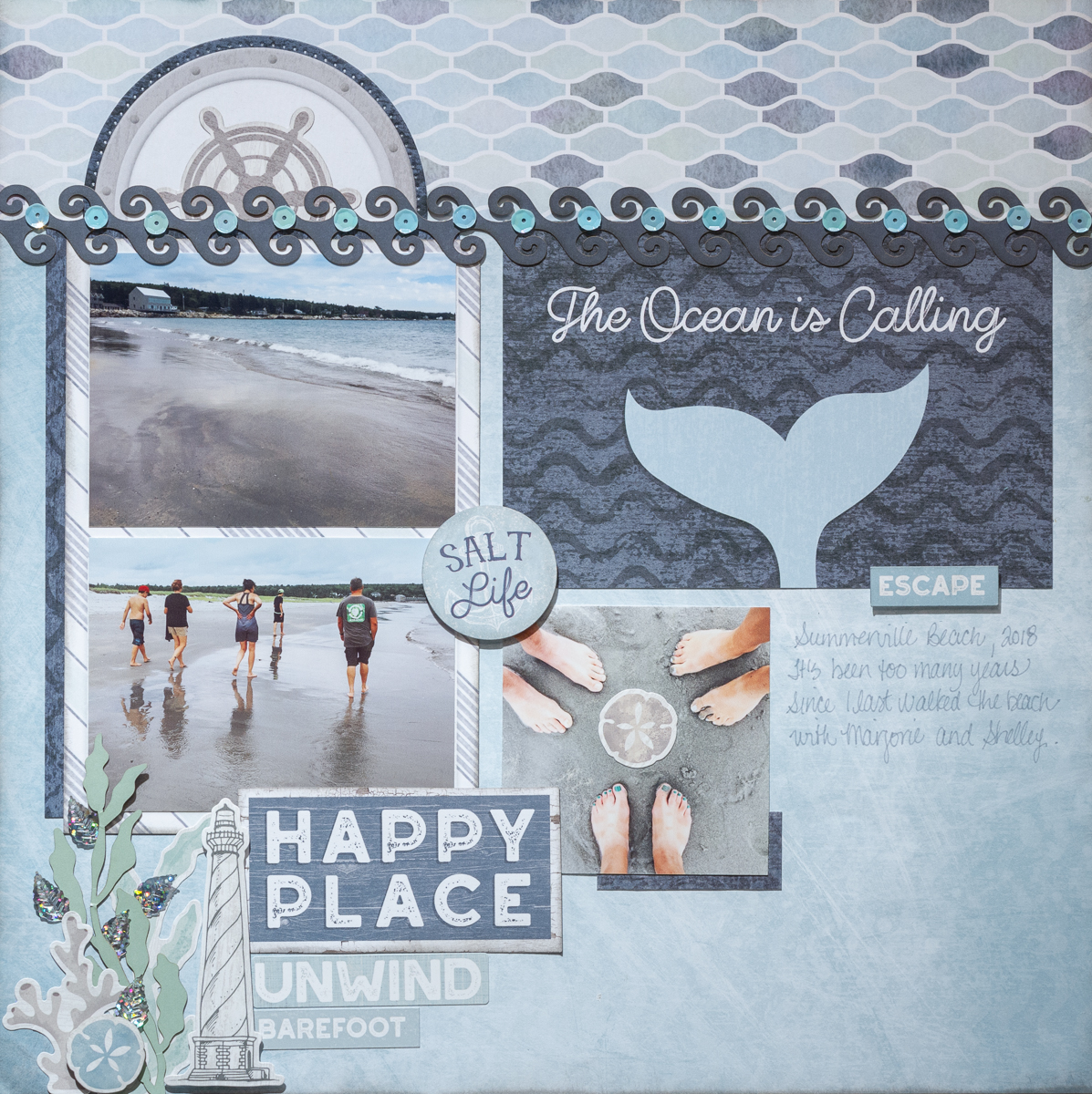 Scrapbooking summer photos with Creative Memories' Maritime Collection / Perfect paper for beach stories / The Ocean is Calling