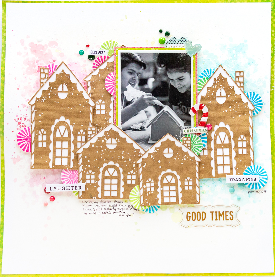 Scrapbook Layout designed by Nathalie DeSousa featuring Vicki Boutin for American Crafts | Creative Scrapbooker Magazine