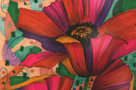 Free Poppy Illustration drawn by Betty Hung featuring Chameleon Fineliners