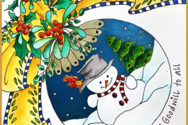 Free December Coloring card designed by Betty Hung