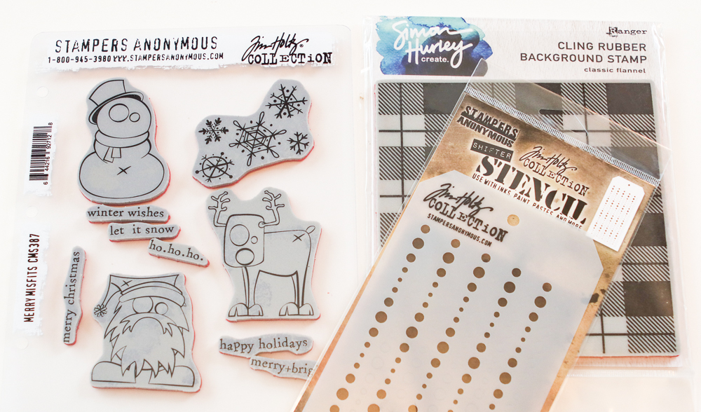 Stamper's Anonymous stamps & Stencil / Ranger's Simon Hurley Classic Flannel