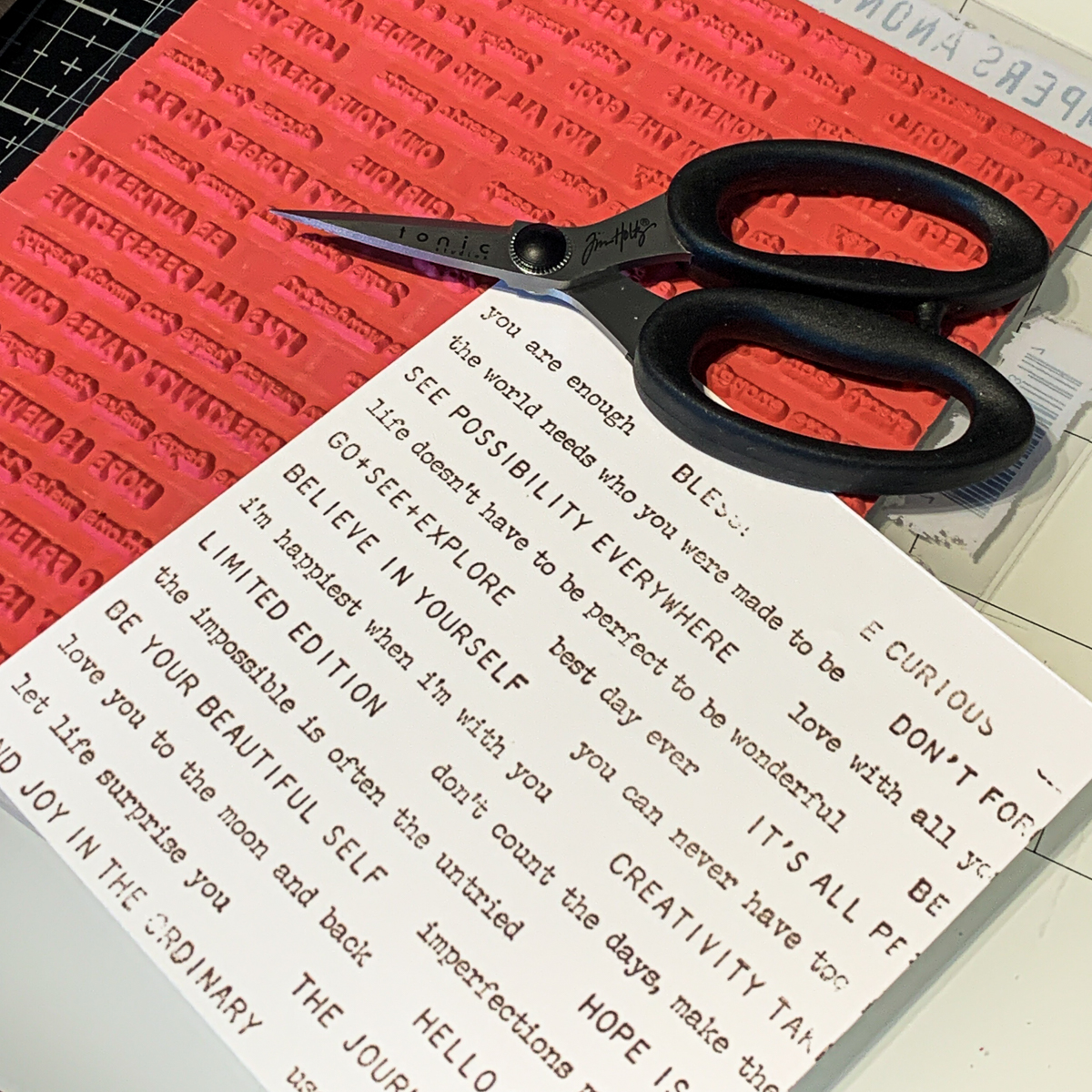 Stampers Anonymous Tiny Text / Tonic Studio scissors