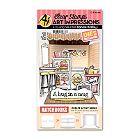 Art Impressions - Matchbook Collection - Die and Stamp Set - Coffee Shop