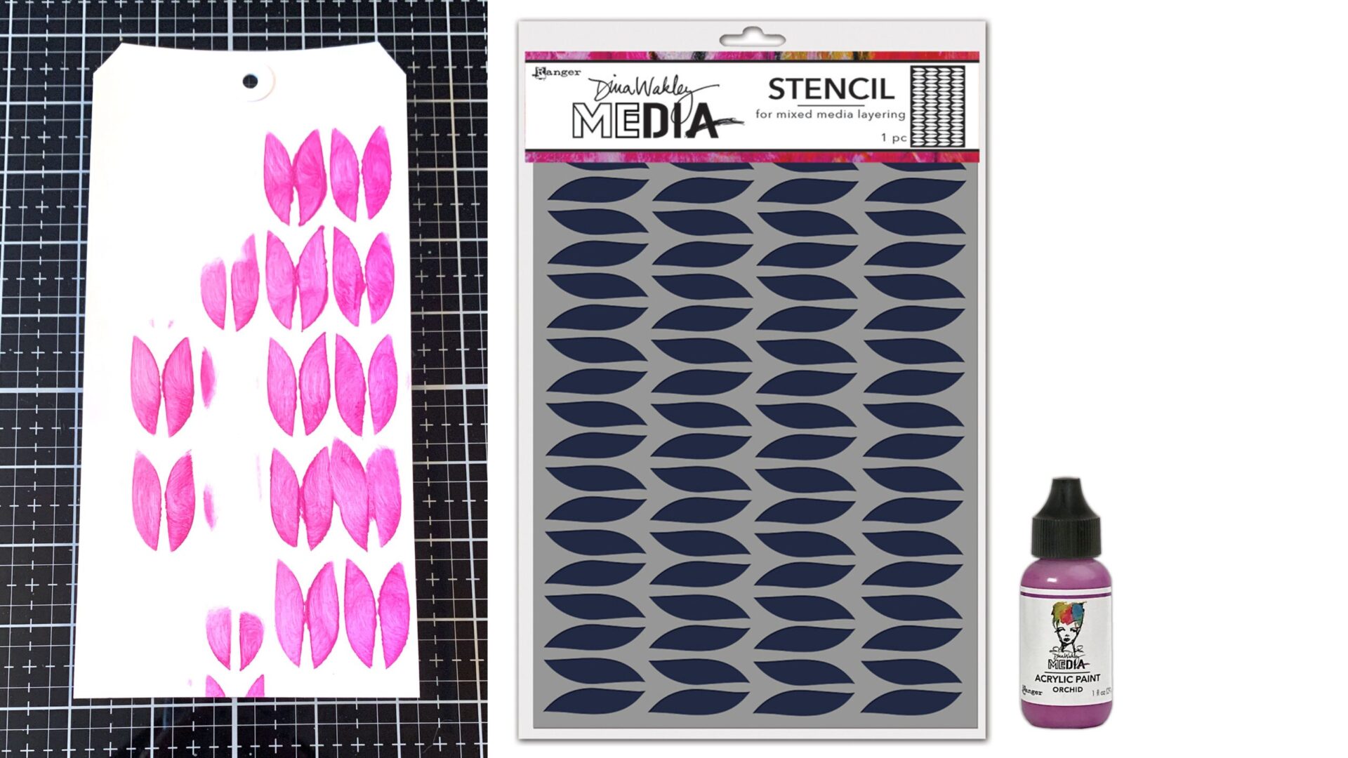 1-Dina Wakley Media Sideways Stencil Orchid Acrylic Paint - Creative Scrapbooker Magazine